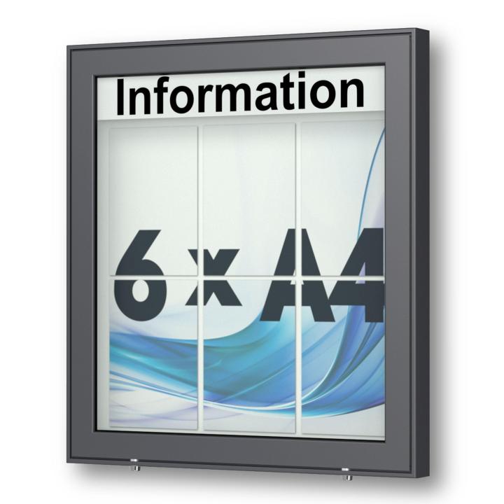 planus-b-65-6a4-a360-304-schaukasten-wand-7016-w-z 6 x DIN A4 Schaukasten Planus - Wandmontage - anthrazit (DB 703)